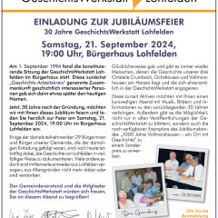 Am 21. September 2024 feiert die Geschichtswerkstatt Lohfelden ihr 30-jähriges Bestehen!