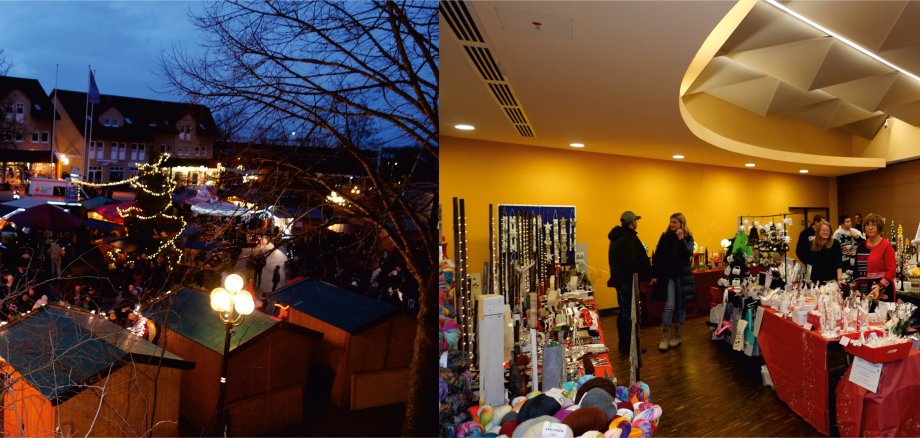 Der Lohfeldener Weihnachtsmarkt vor dem Rathaus und im Bürgerhaus.